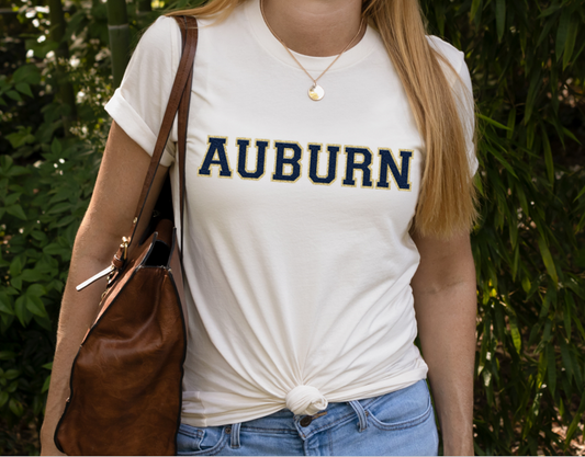 Auburn Navy Faux Patch  Softstyle T-Shirt